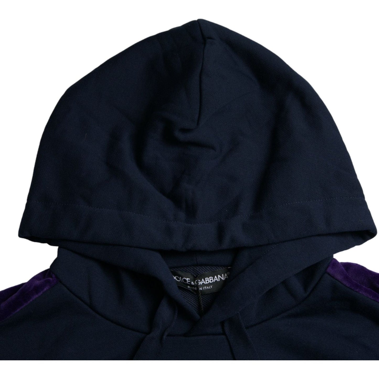 Dolce & Gabbana Dark Blue Cotton Crown Hooded Sweatshirt Sweater Dolce & Gabbana