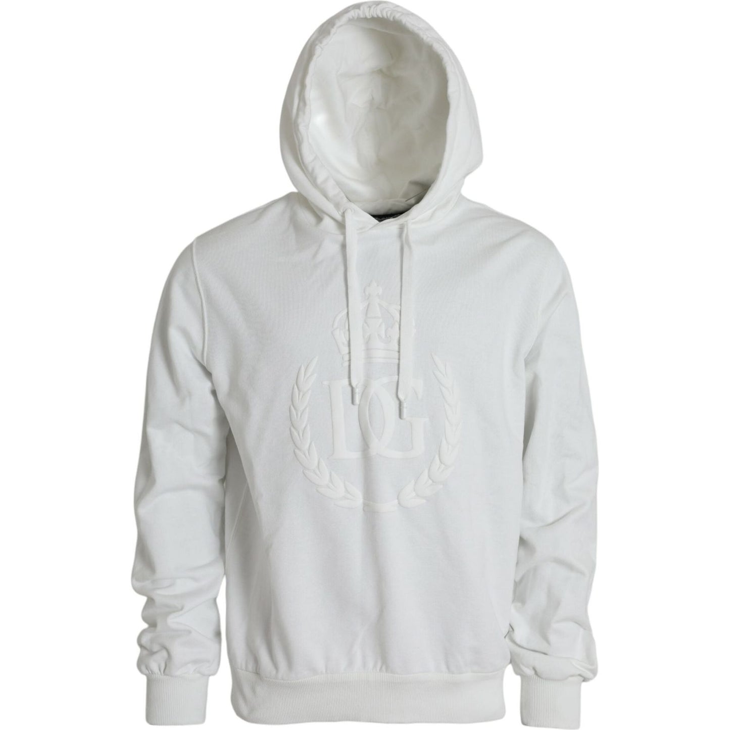 Dolce & Gabbana White Cotton Hooded Pullover Sweatshirt Sweater Dolce & Gabbana