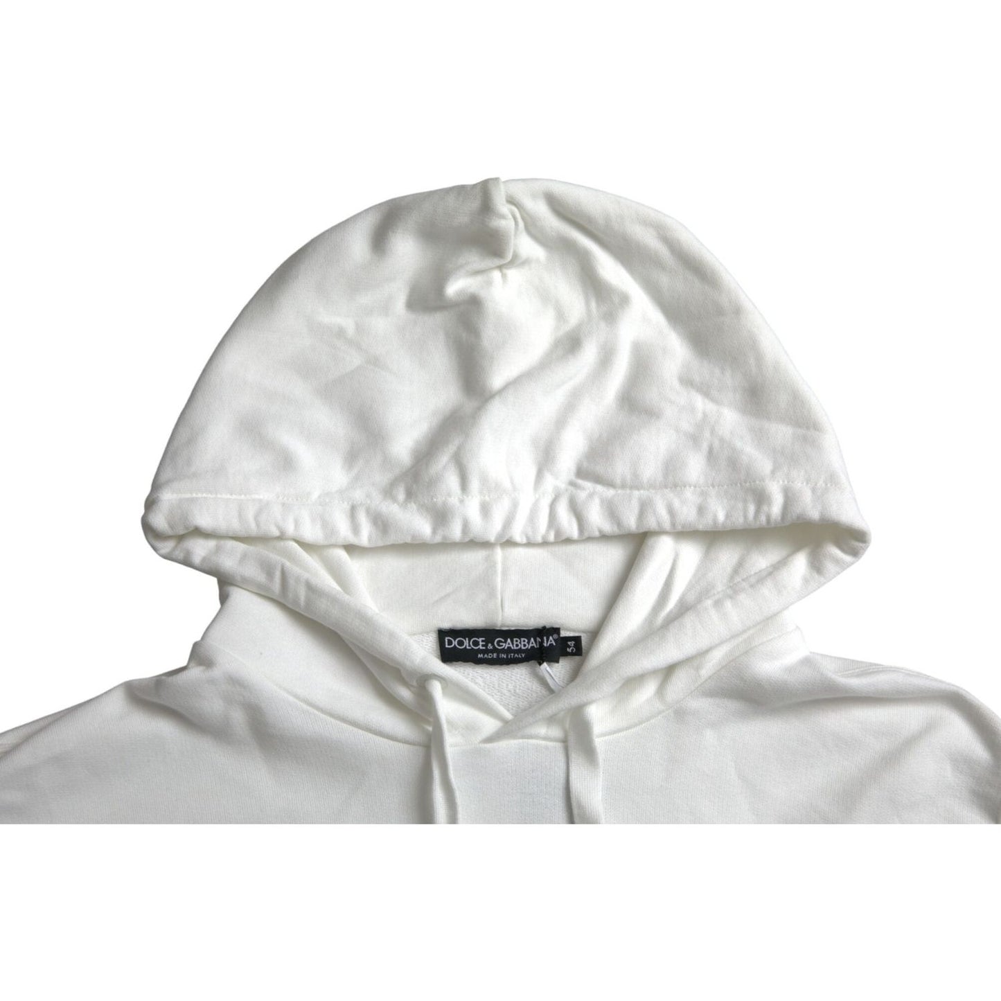 Dolce & Gabbana White Cotton Hooded Pullover Sweatshirt Sweater Dolce & Gabbana