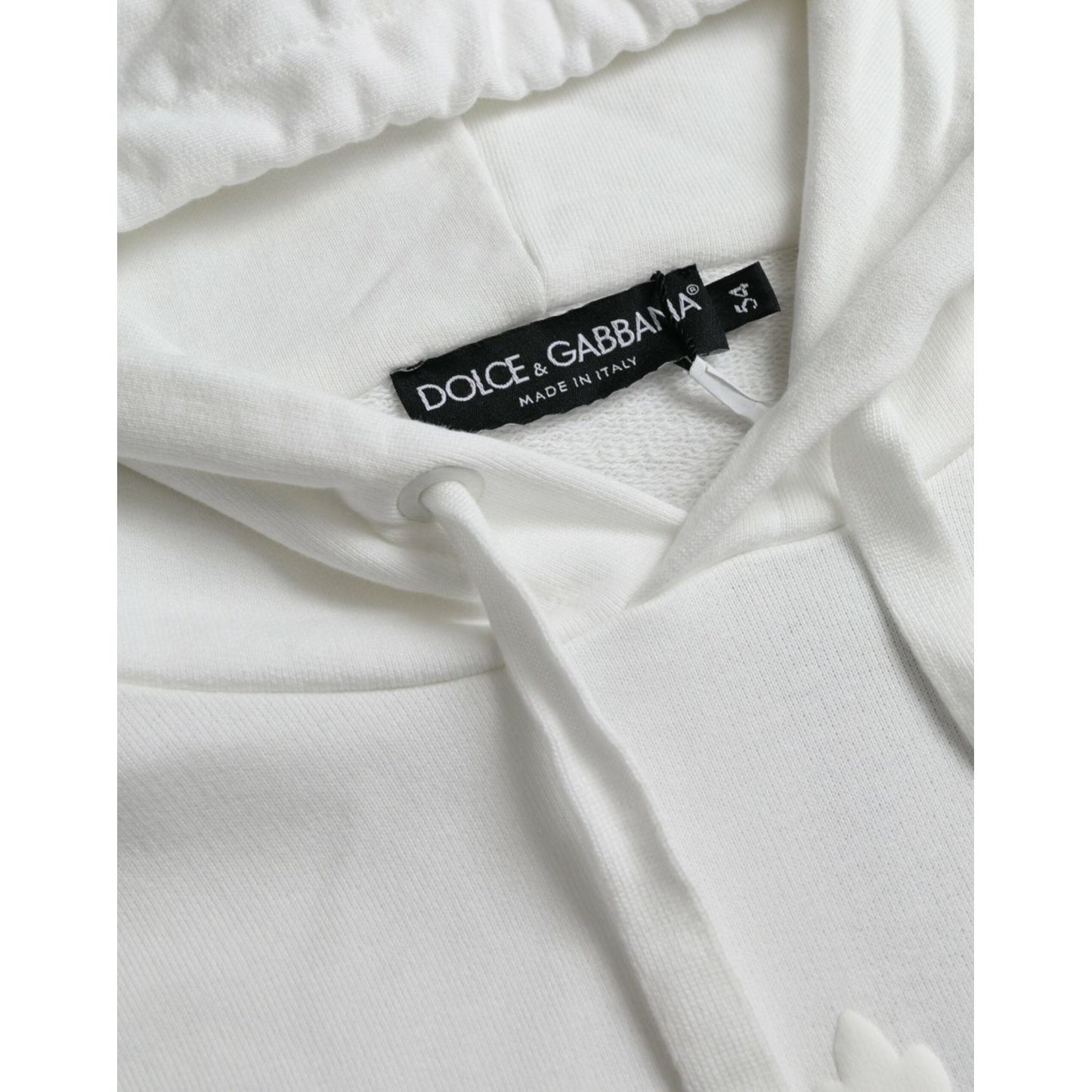 Dolce & Gabbana White Cotton Hooded Pullover Sweatshirt Sweater Dolce & Gabbana