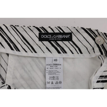 Dolce & Gabbana White Black Striped Casual Shorts
