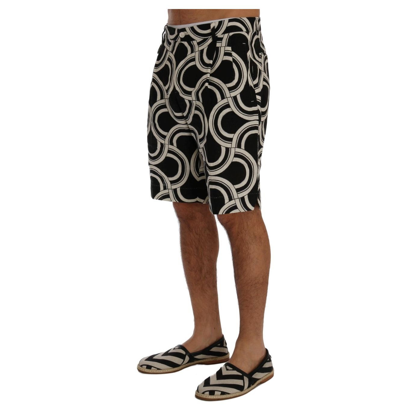 Dolce & Gabbana Chic Black & White Patterned Linen Shorts Dolce & Gabbana