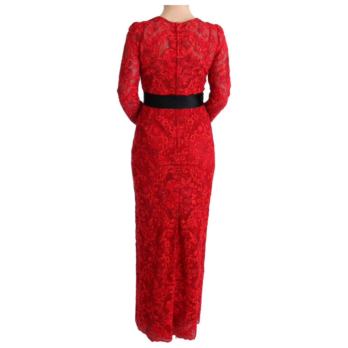 Dolce & Gabbana Elegant Red Sheath Dress with Silk Bow Belt WOMAN DRESSES Dolce & Gabbana