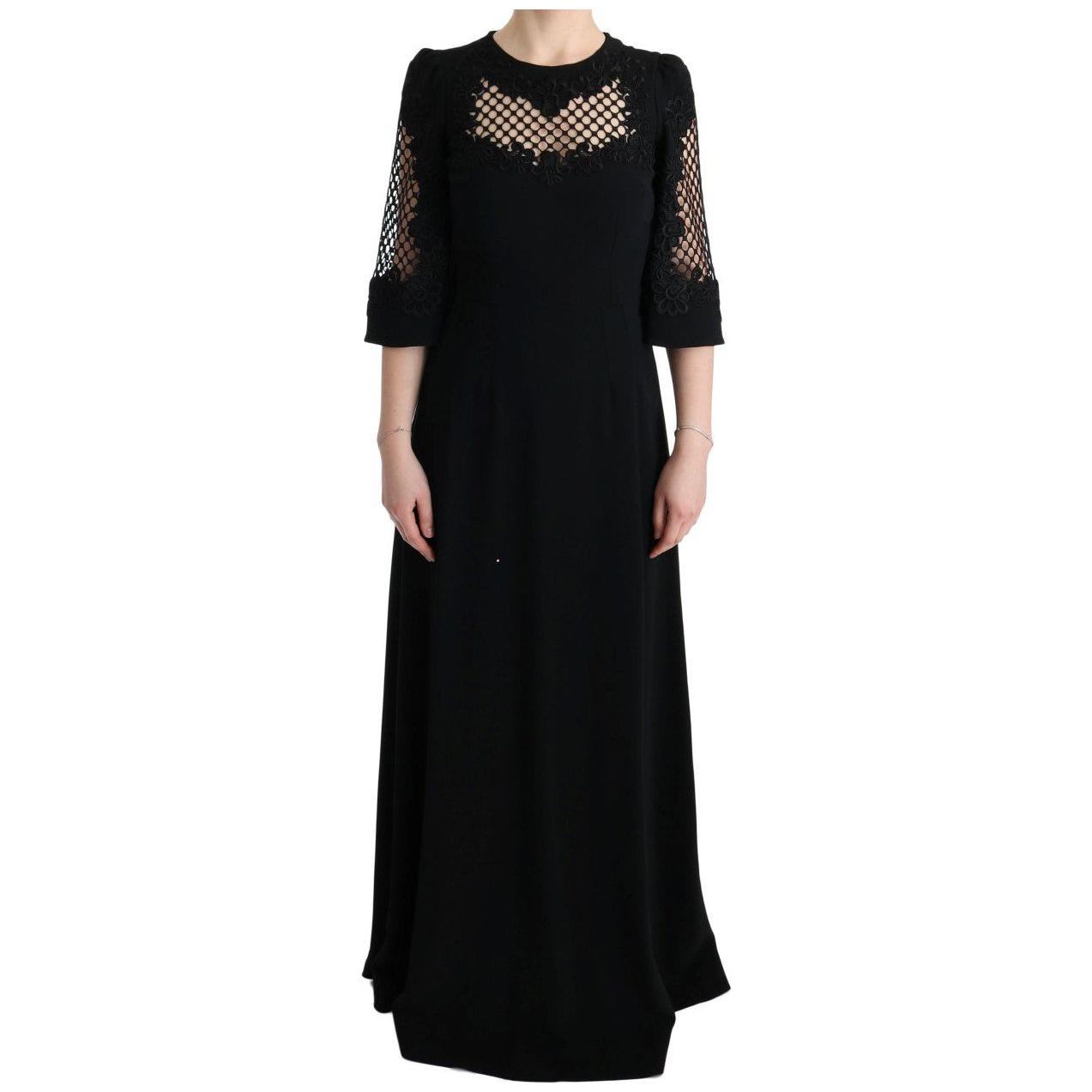 Dolce & Gabbana Black Stretch Shift Long Maxi Dress