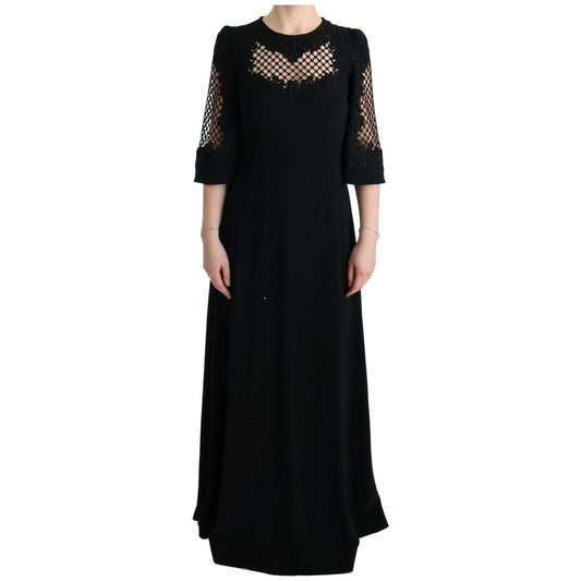 Dolce & Gabbana Black Stretch Shift Long Maxi Dress