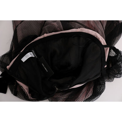 Dolce & Gabbana Black Pink Silk Long Shift Dress