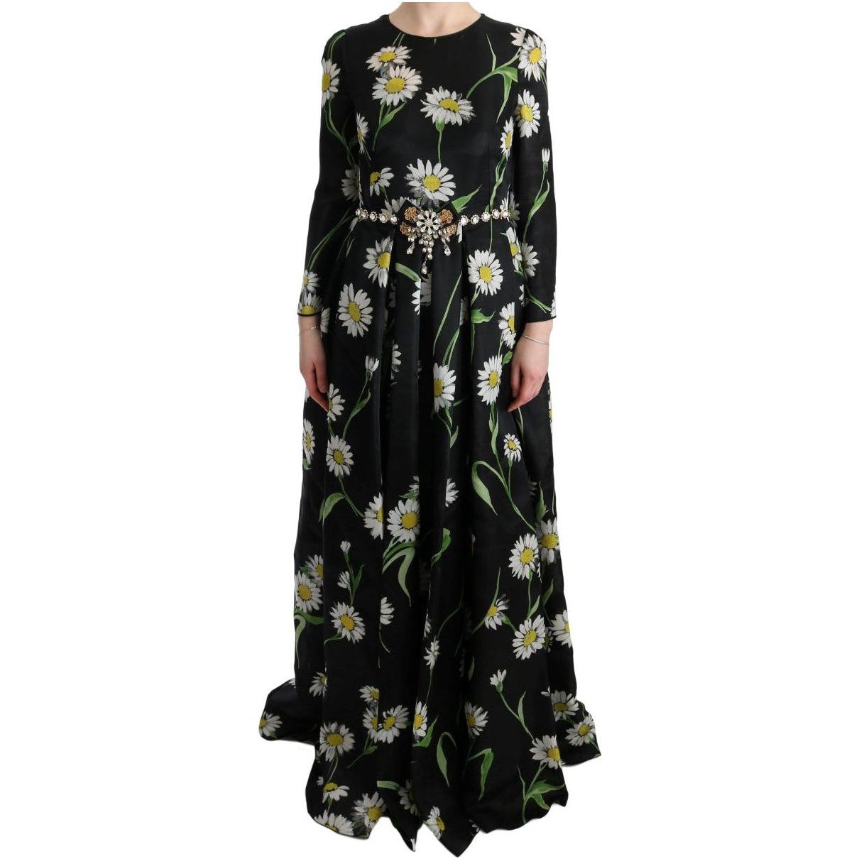 Dolce & Gabbana Elegant Sunflower Maxi Gown with Crystals Dolce & Gabbana