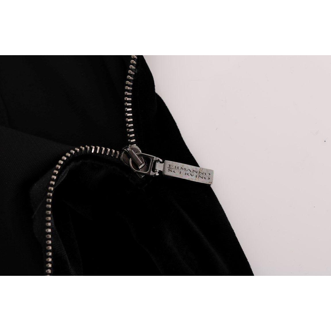 Ermanno Scervino Black Velvet Slim Fit Pants