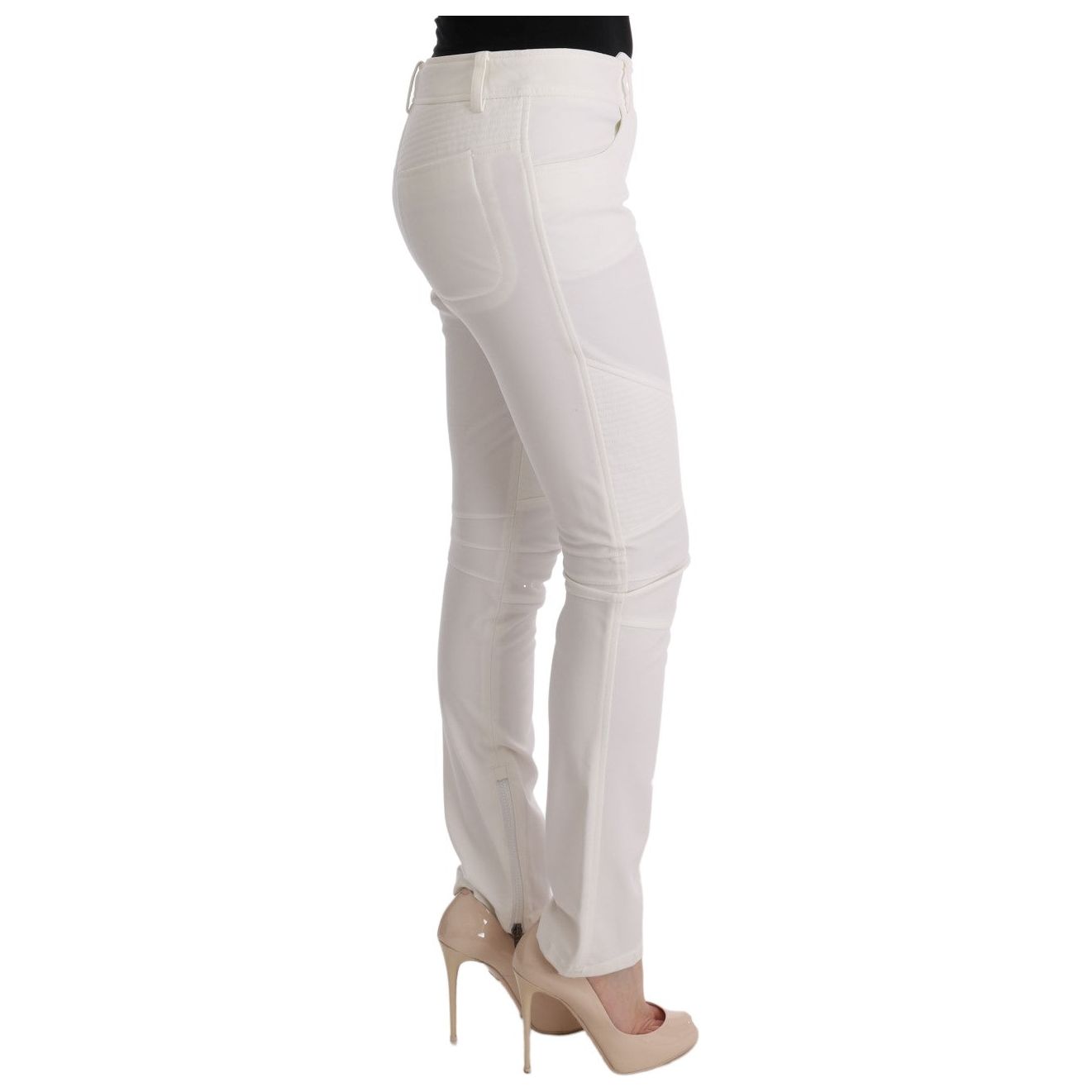 Ermanno Scervino Chic White Slim Fit Cotton Pants Ermanno Scervino