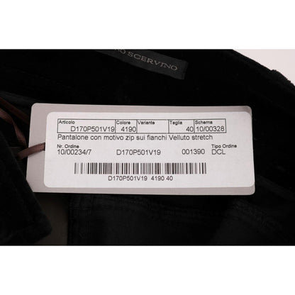 Ermanno Scervino Black Viscose Blend Velvet Cropped Pants Jeans & Pants