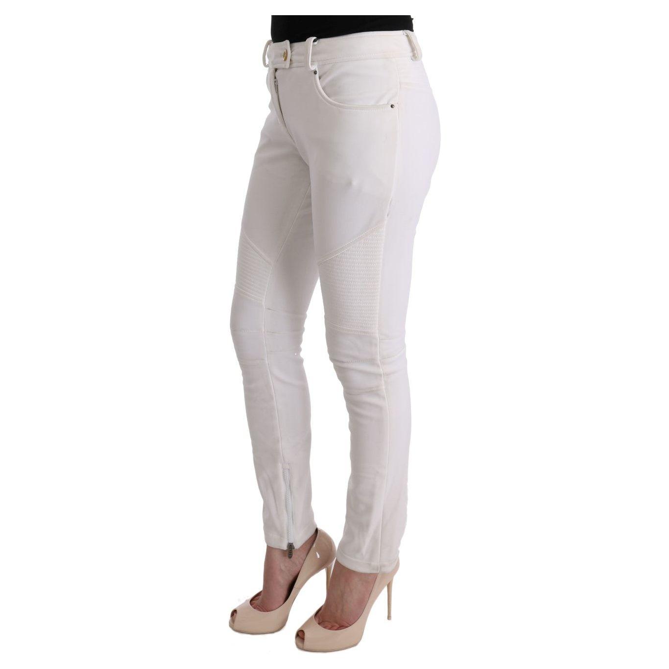 Ermanno Scervino Chic White Slim Fit Cotton Pants Ermanno Scervino