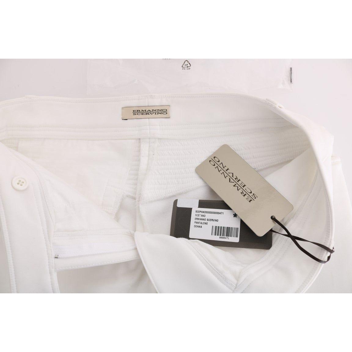 Ermanno Scervino Chic White Slim Fit Cotton Trousers Ermanno Scervino