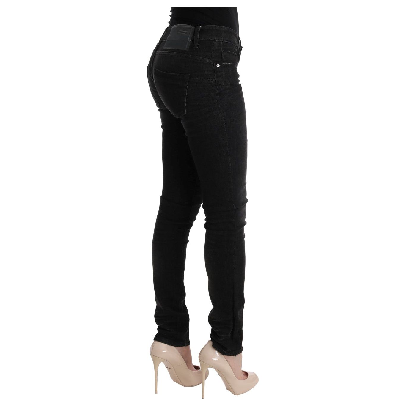 Acht Chic Slim Fit Black Cotton Jeans Jeans & Pants Acht