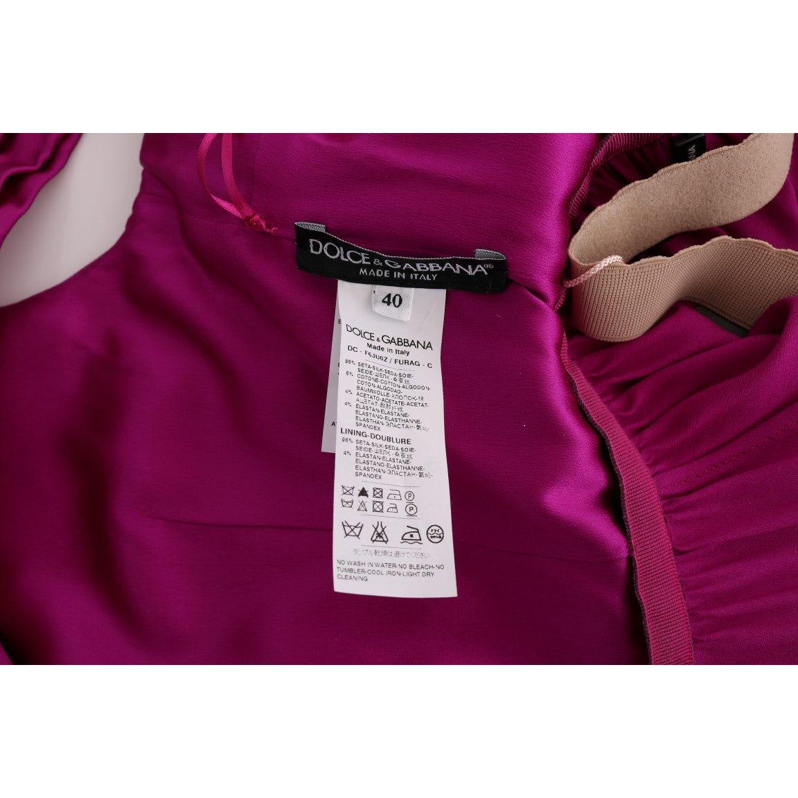 Dolce & Gabbana Pink Silk Stretch Shift Long Dress