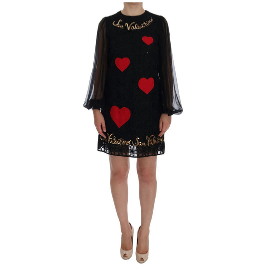 Dolce & Gabbana Black Lace Sequined Shift Dress Dolce & Gabbana