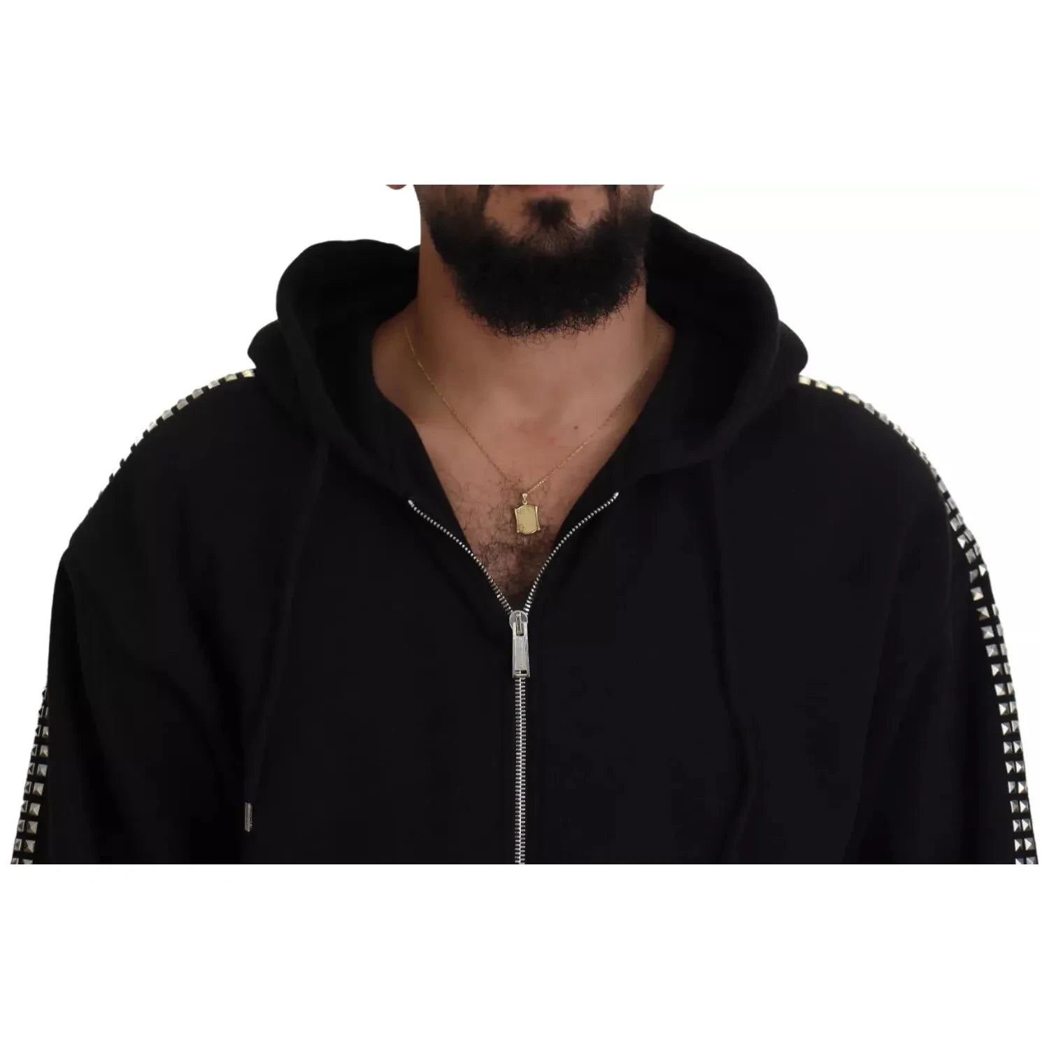 Dsquared² Black Embellished Full Zip Hooded Sweater