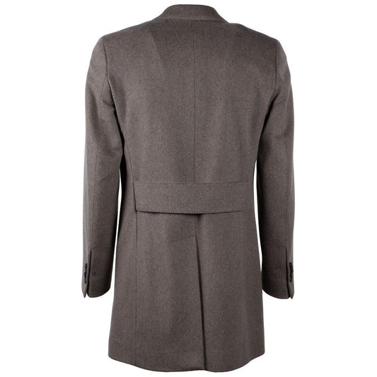 Made in Italy Elegant Virgin Wool Men's Brown Coat Made in Italy