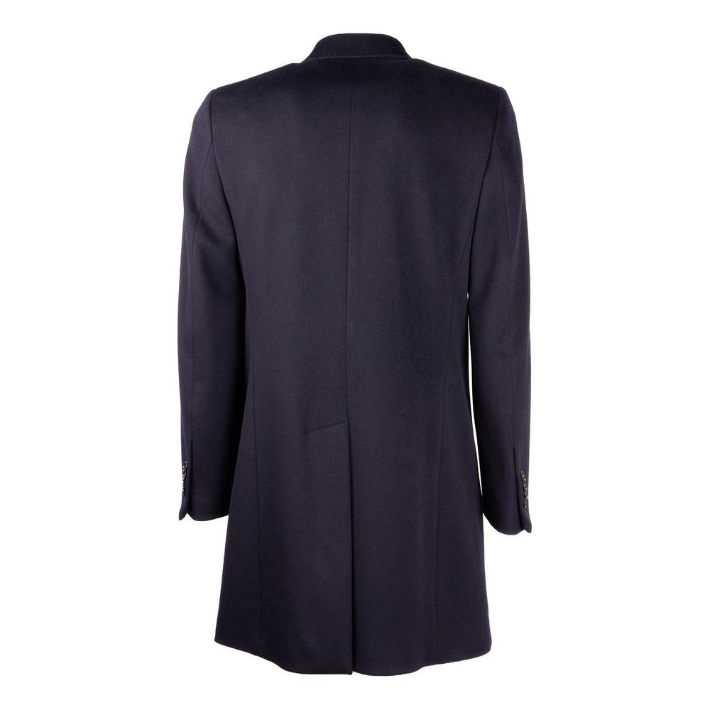 Made in Italy Elegant Dark Blue Wool Men's Coat