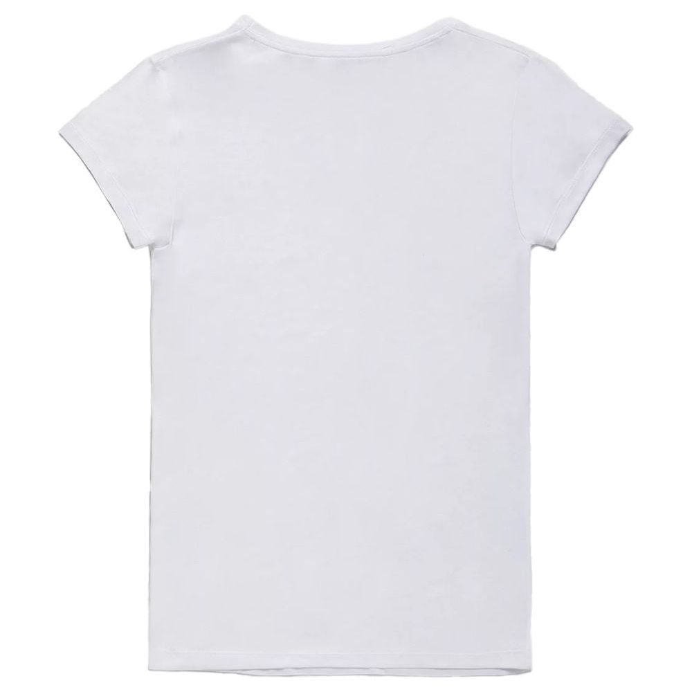 Refrigiwear Elegant V-Neck Logo Tee in Pristine White Refrigiwear