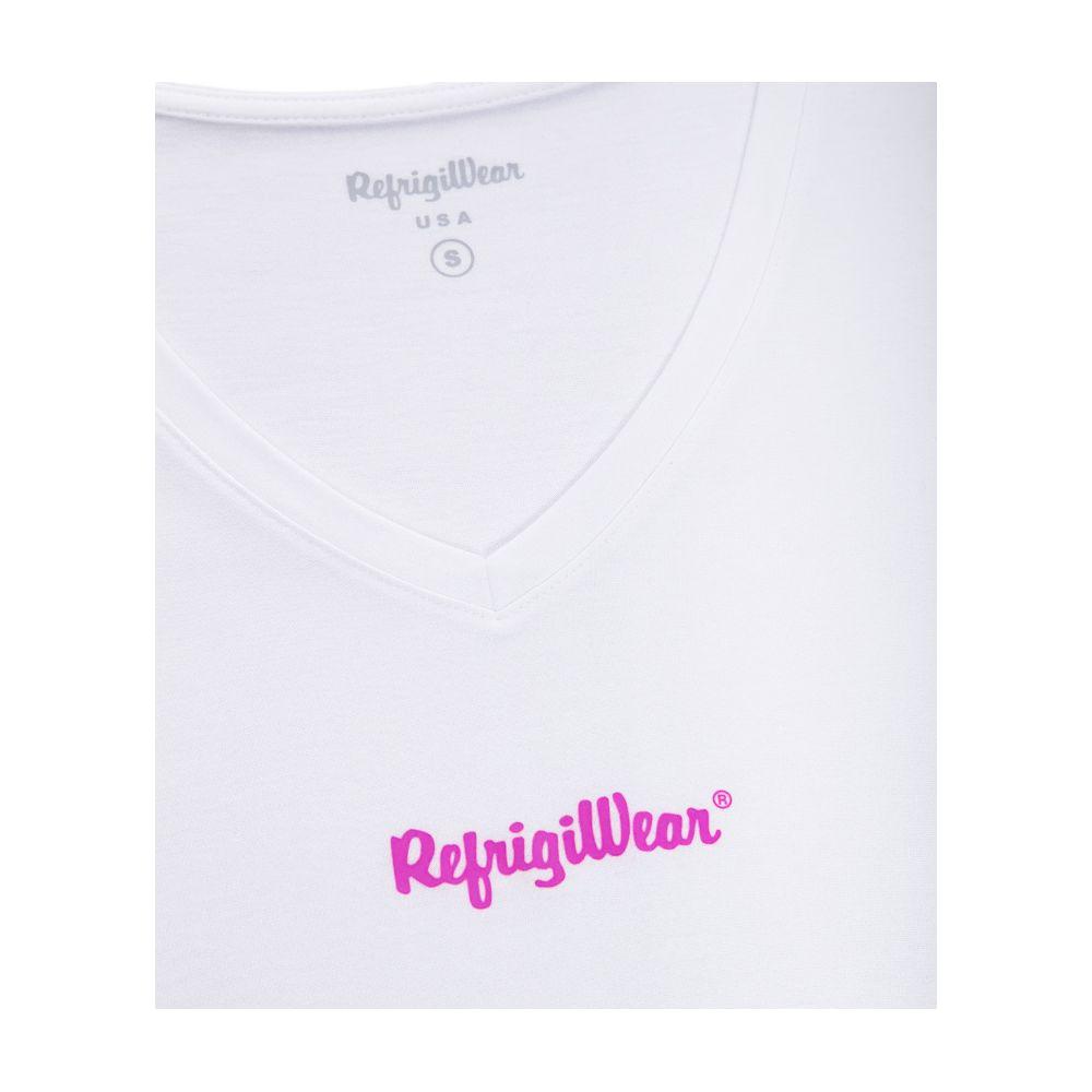 Refrigiwear Elegant V-Neck Logo Tee in Pristine White Refrigiwear