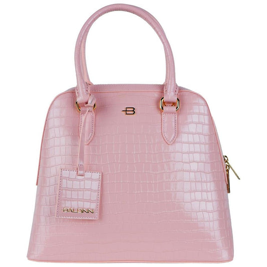 Baldinini Trend Elegant Pink Python-Print Calfskin Handbag Baldinini Trend