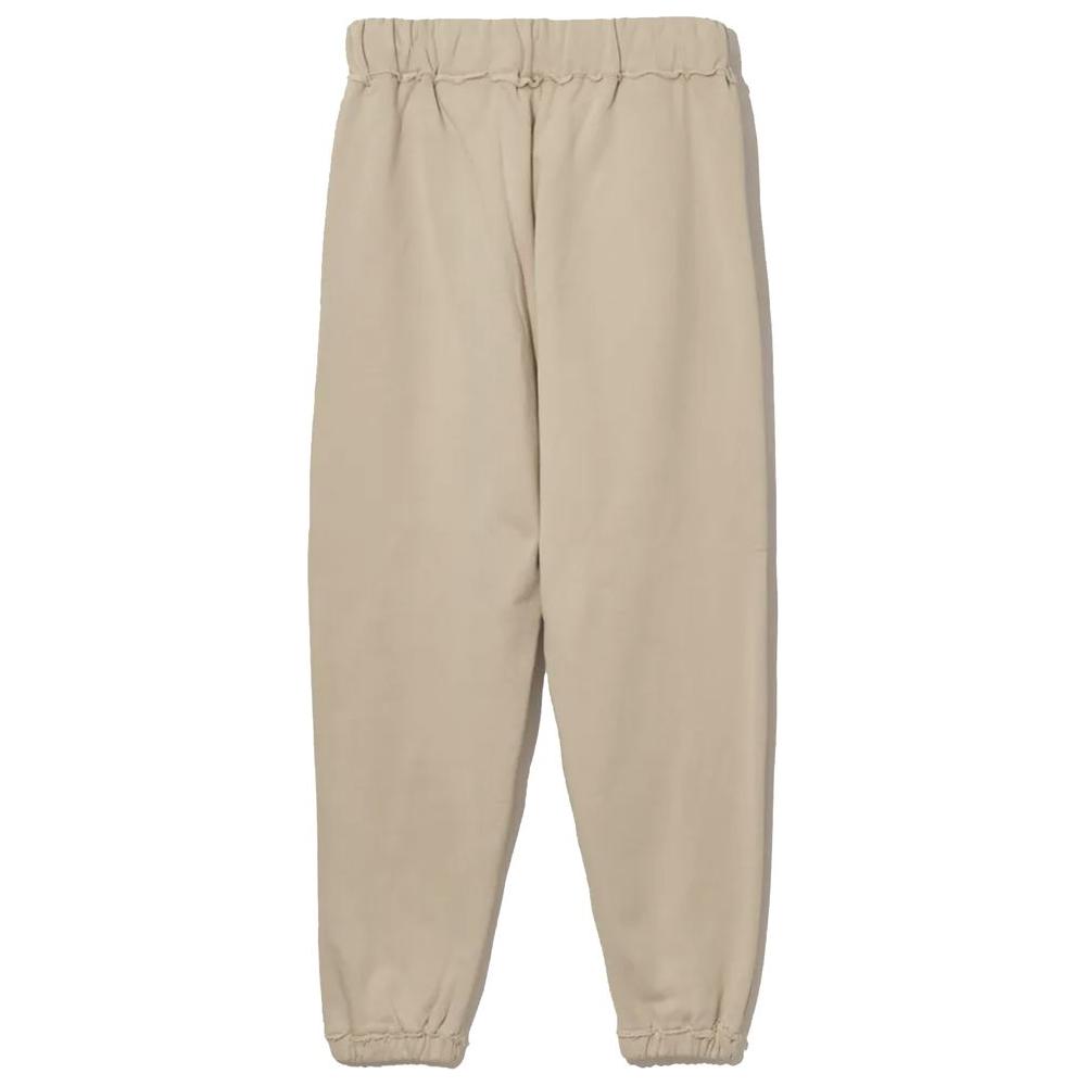 Comme Des Fuckdown Chic Beige Cotton Sweatpants with Frayed Details Comme Des Fuckdown