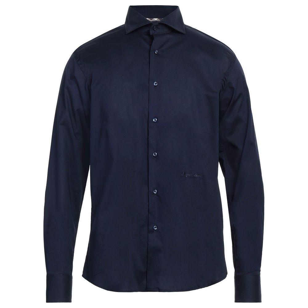 Aquascutum Elegant Blue Cotton Logo Shirt Aquascutum