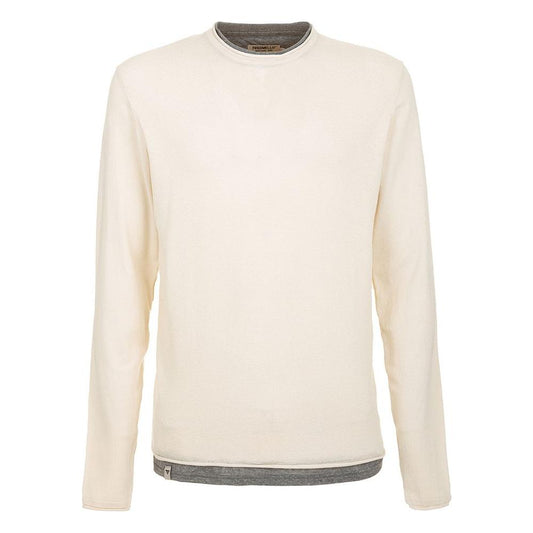 Fred Mello Chic Beige Long Sleeve Cotton Blend Sweater Fred Mello