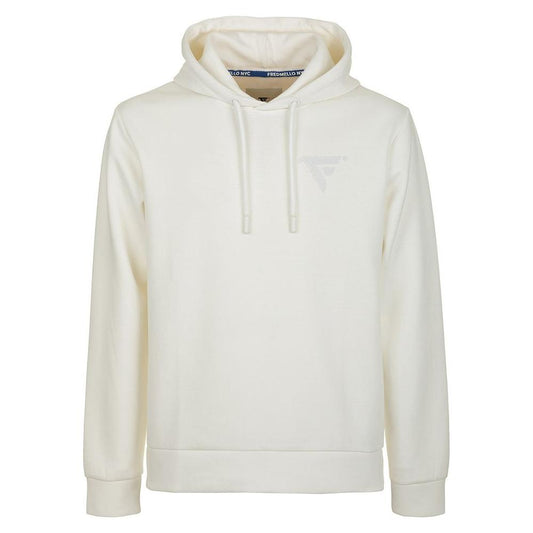 Fred Mello Elegant White Cotton Blend Hoodie Fred Mello