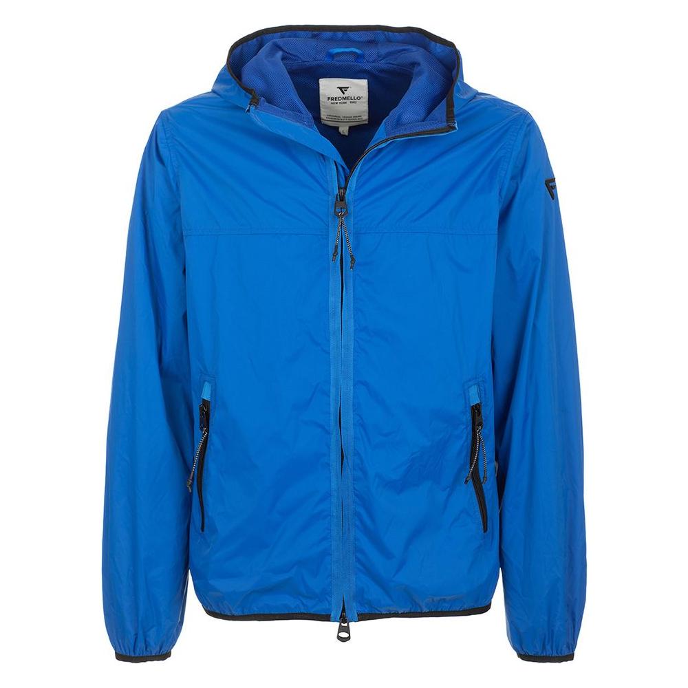 Fred Mello Sleek Light Blue Technical Jacket Fred Mello