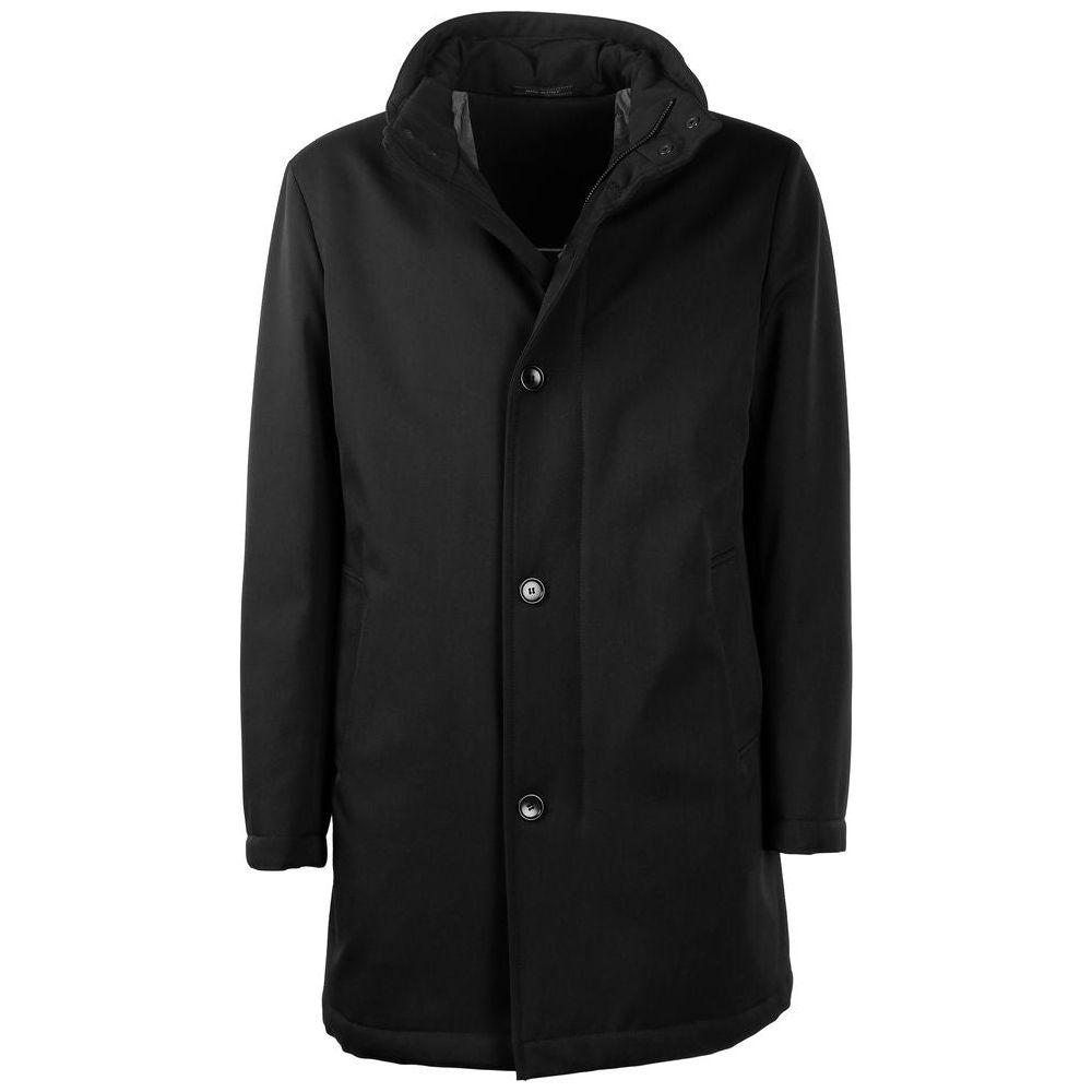 Made in Italy Elegant Virgin Wool Coat with Storm Protection Made in Italy