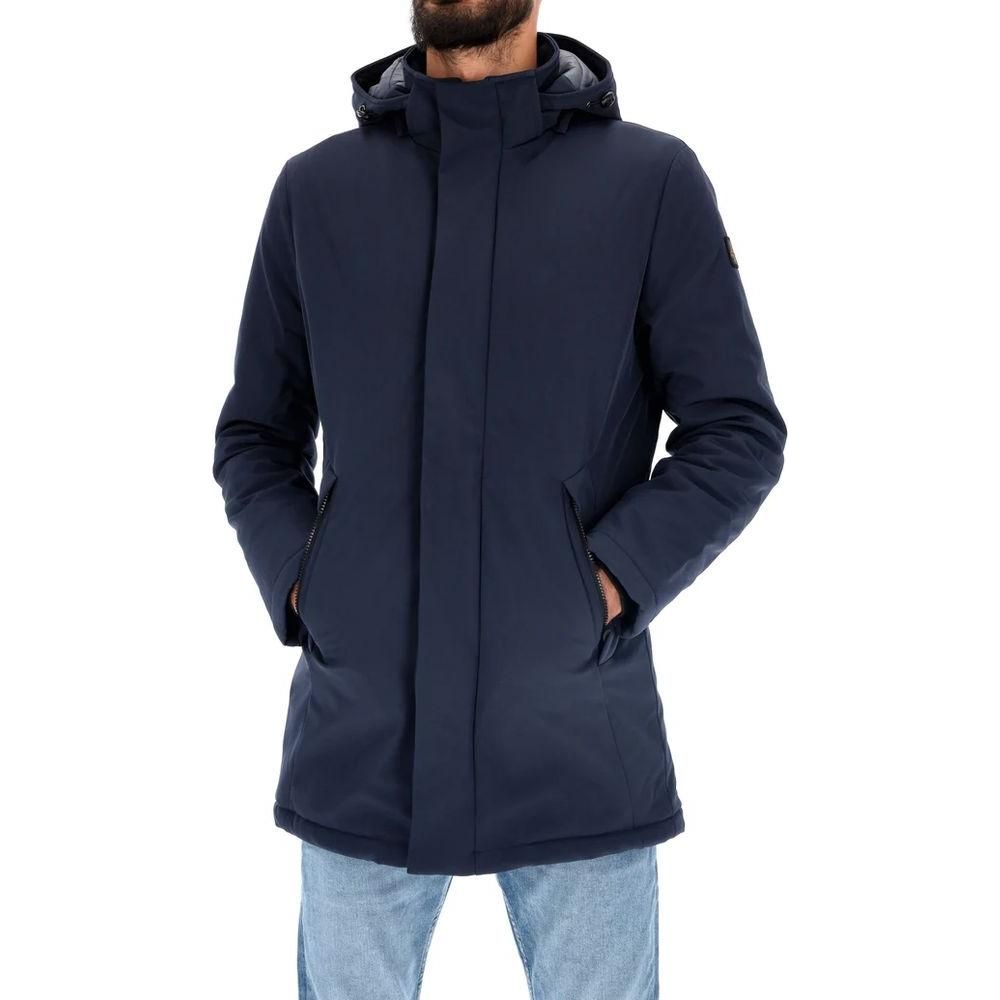 Refrigiwear Chic Blue Padded Parka with Removable Hood Refrigiwear