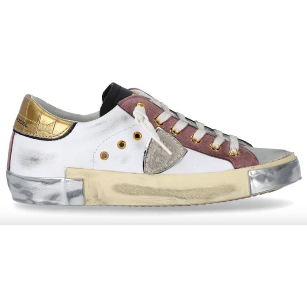 Philippe Model Elegant White Leather Sneakers with Suede Accents Philippe Model