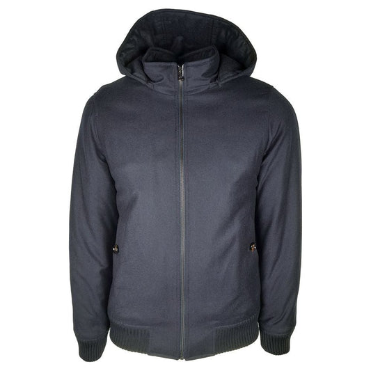 Made in Italy Elegant Wool-Cashmere Men's Jacket with Hood Made in Italy