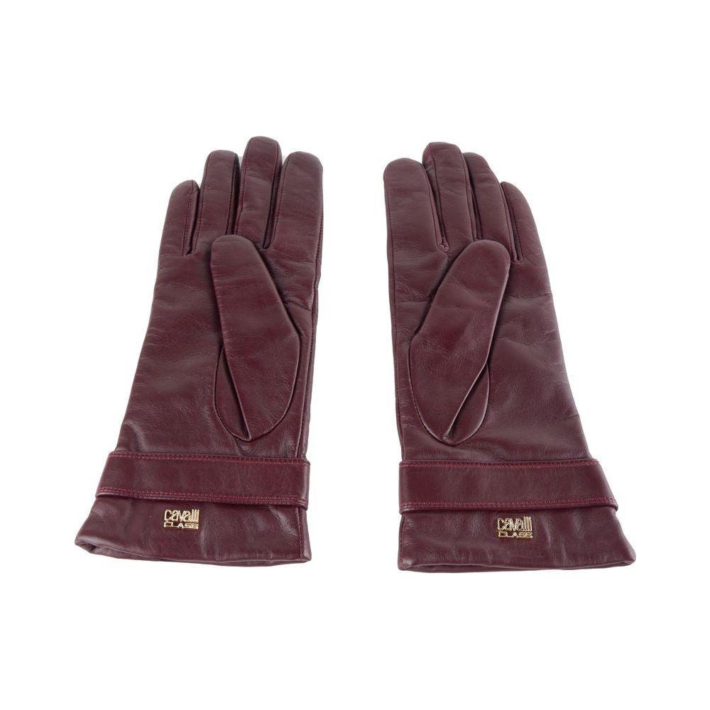 Cavalli Class Red Lambskin Women Glove Cavalli Class