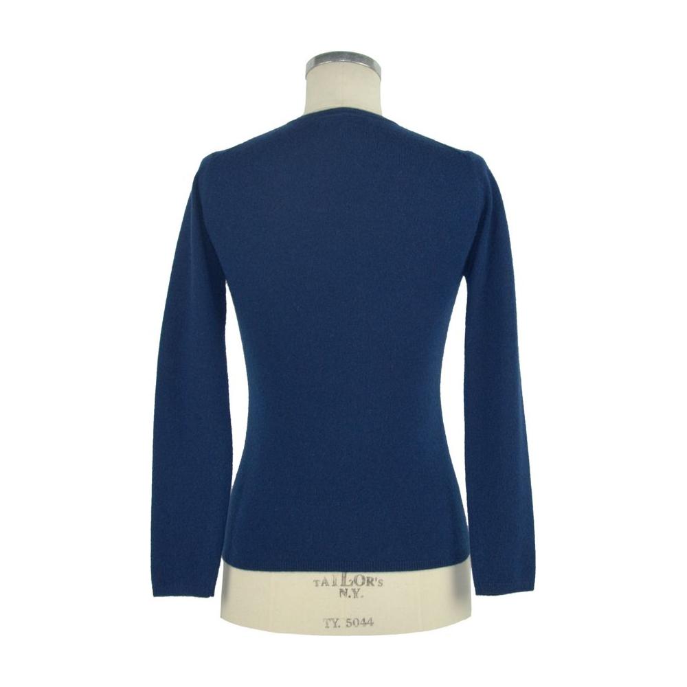 Emilio Romanelli Elegant V-Neck Cashmere Sweater in Blue Emilio Romanelli