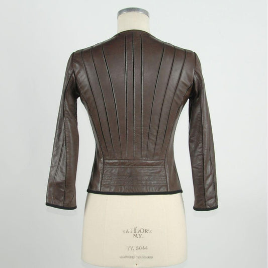 Emilio Romanelli Elegant Brown Leather Jacket for Sleek Style Emilio Romanelli