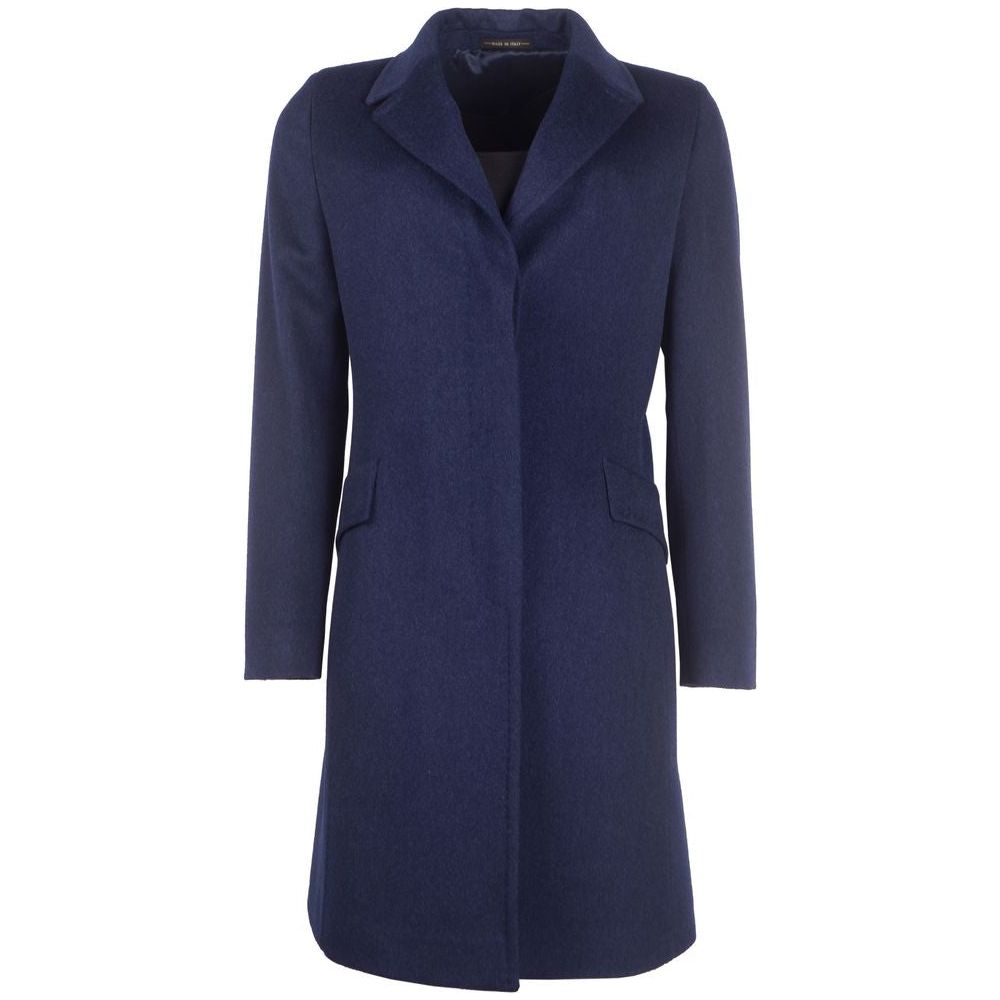 Made in Italy Elegant Virgin Wool Blue Coat for Her Made in Italy