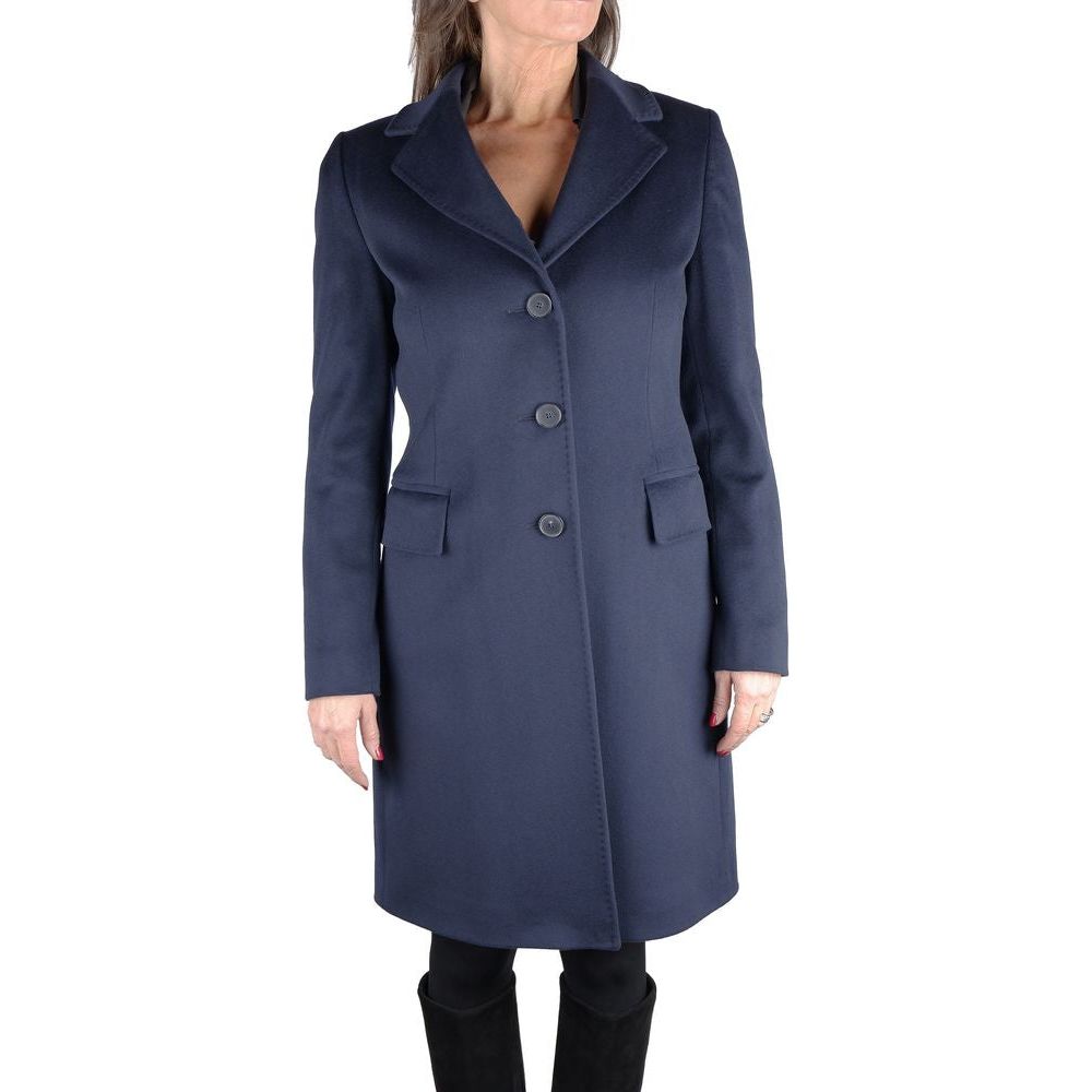 Made in Italy Elegant Blue Virgin Wool Coat Made in Italy