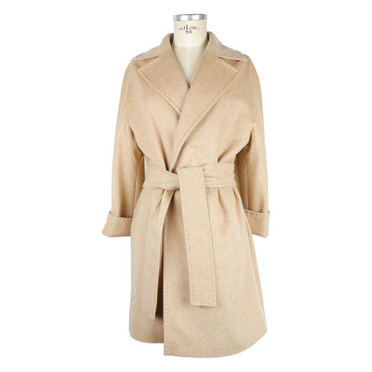 Made in Italy Beige Wool Women Coat WOMAN COATS & JACKETS Made in Italy