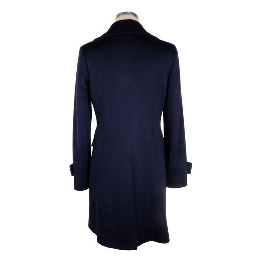 Made in Italy Elegant Blue Virgin Wool Ladies Coat WOMAN COATS & JACKETS Made in Italy