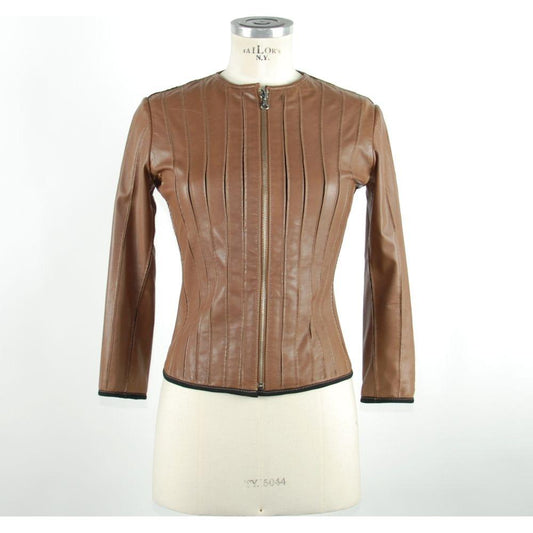 Emilio Romanelli Brown Leather Women Jacket Emilio Romanelli