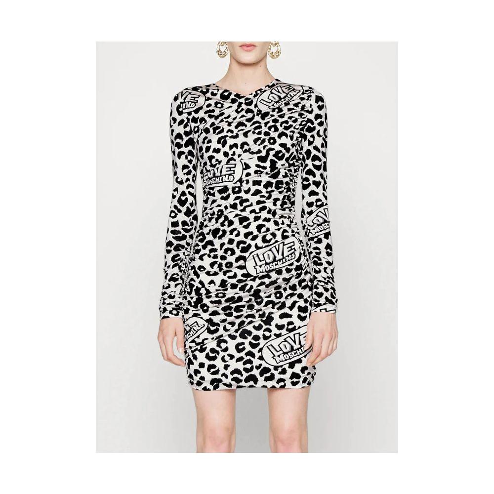 Love Moschino Chic Red Leopard V-Neck Ruffle Dress Love Moschino