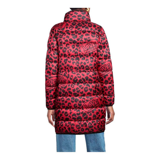 Love Moschino Chic Leopard Print Long Down Jacket Love Moschino