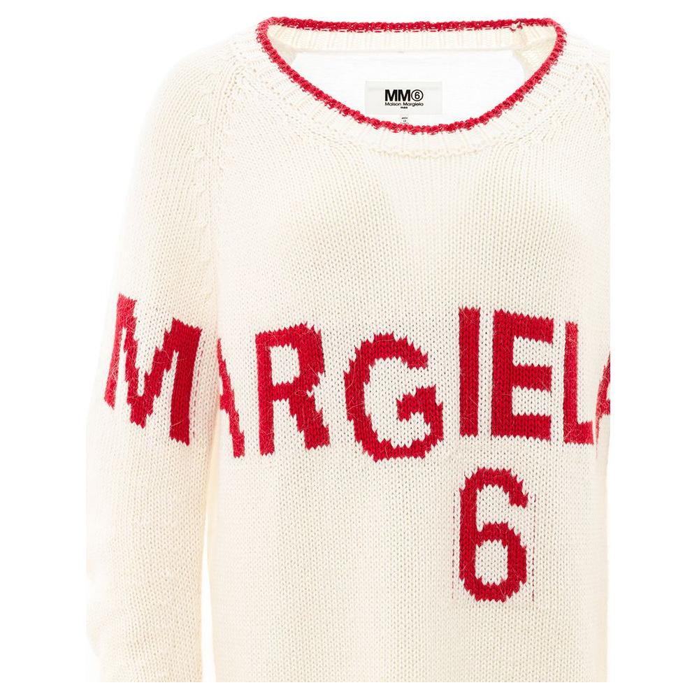 MM6 Maison Margiela Elegant White Cotton Sweater for Women MM6 Maison Margiela