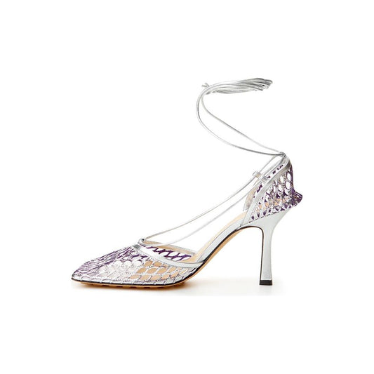 Bottega Veneta Silver Cotton Leather Sandals Bottega Veneta