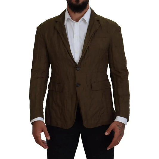 Green Single Breasted Men Coat Blazer Jacket