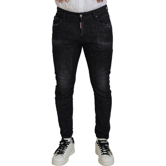 Dsquared² Black Washed Cotton Skinny Casual Men Denim Jeans Dsquared²