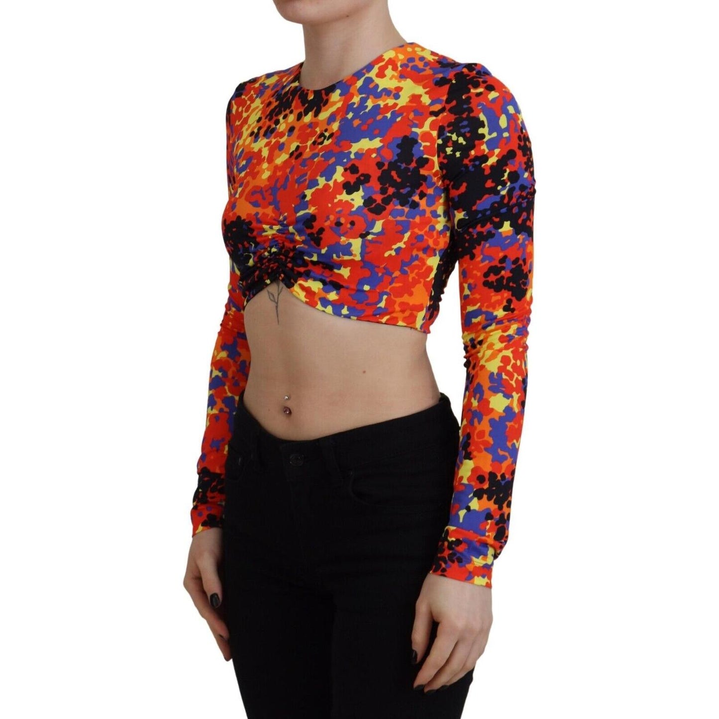 Dsquared² Multicolor Cami Long Sleeves Cropped Blouse Top Dsquared²