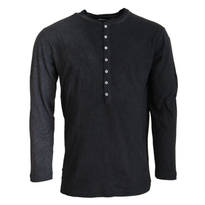 Dsquared² Black Cotton Linen Long Sleeves Pullover Sweater